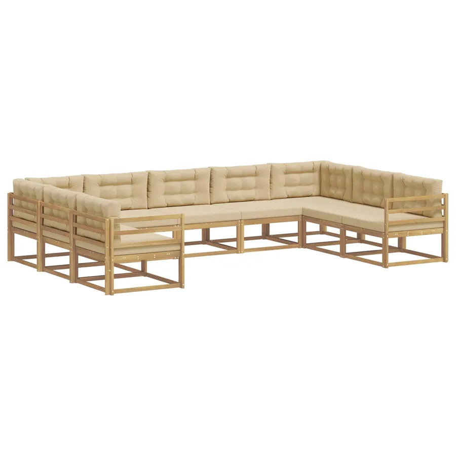 Ensemble de canapés d'extérieur 9 pcs Blanc et Beige - 2
