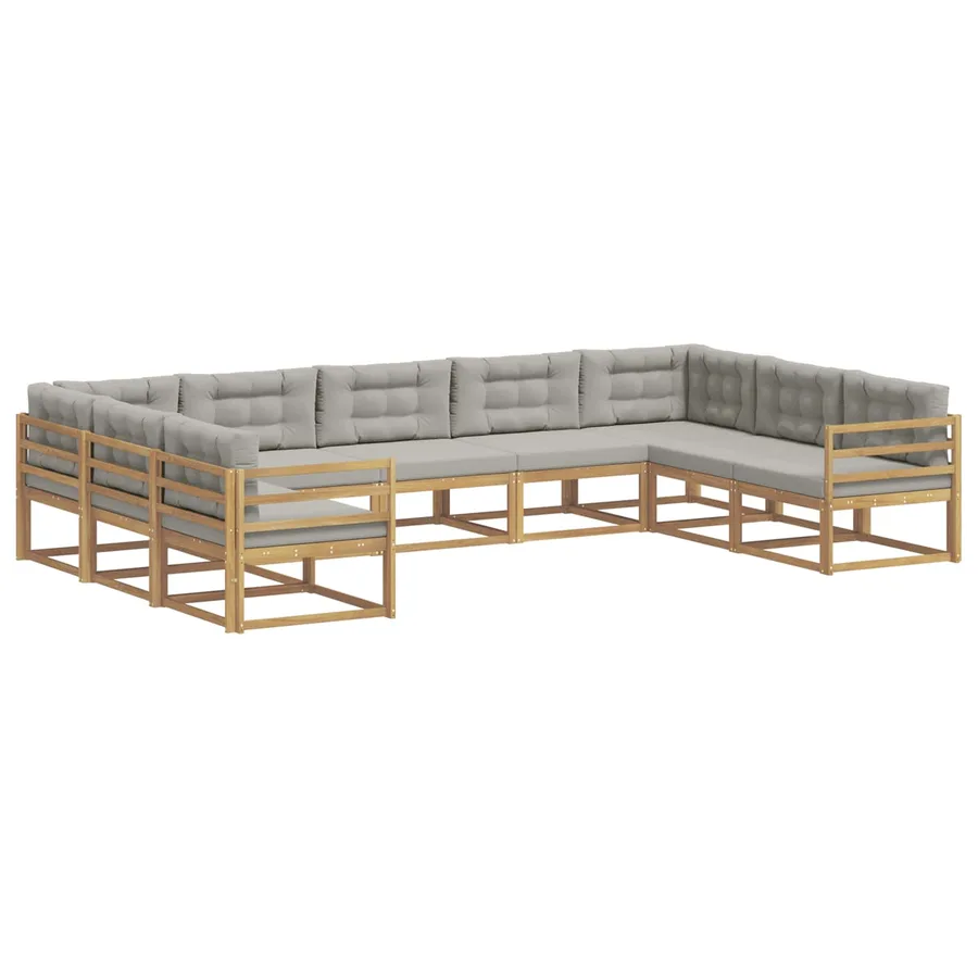 Ensemble de canapés d'extérieur 9 pcs Blanc et gris clair - 2
