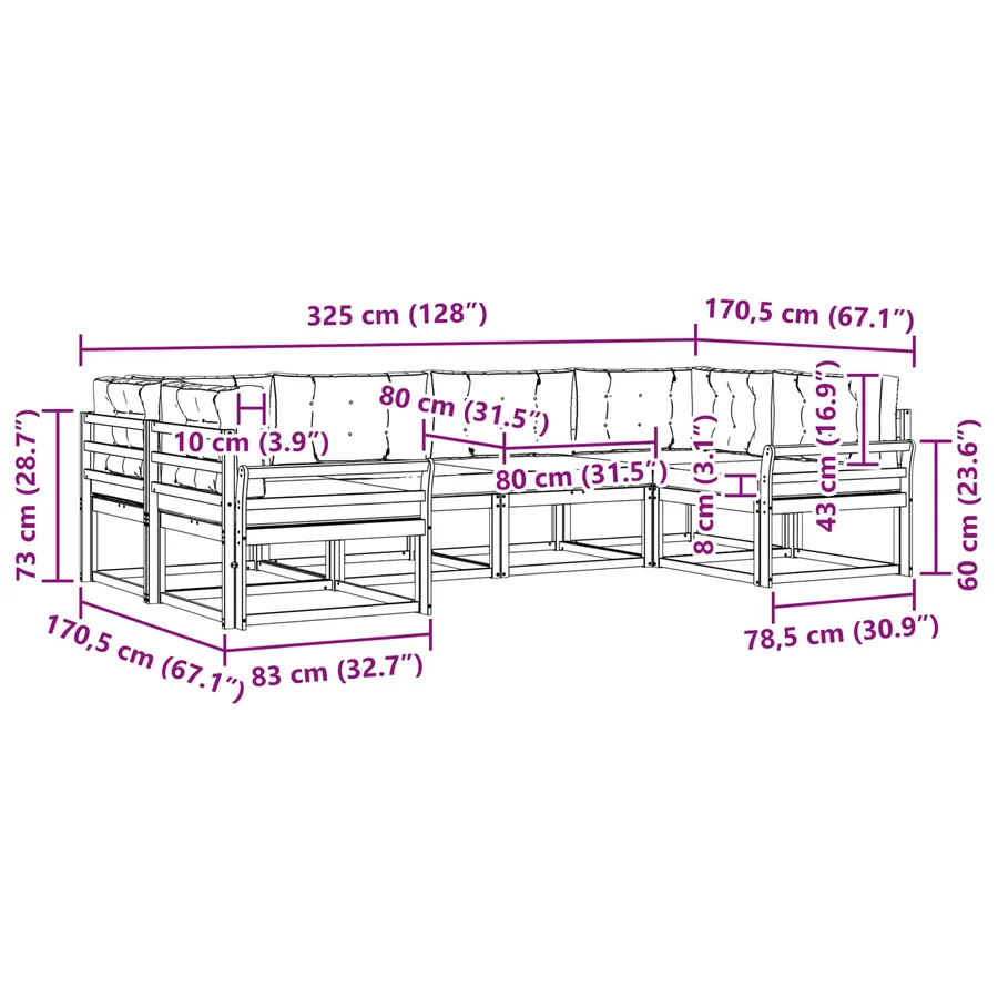 Ensemble de canapés d'extérieur 6 pcs Blanc et gris clair - 7