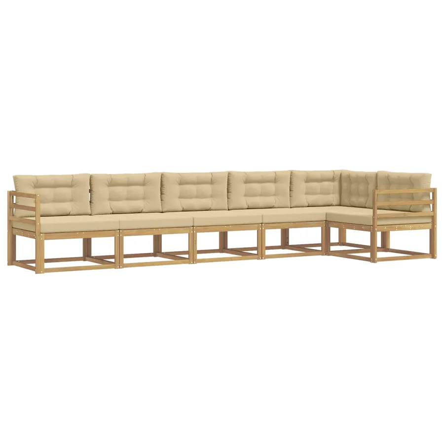 Ensemble de canapés d'extérieur 4 pcs Blanc et Beige Polyester - 2