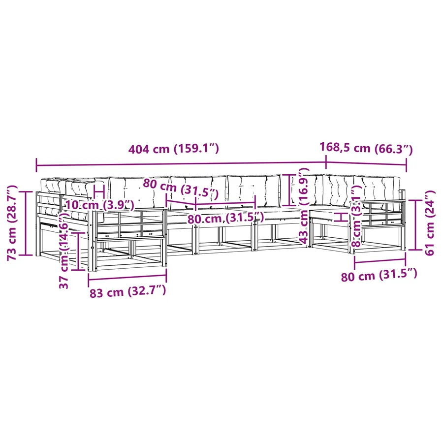 Ensemble de canapés d'extérieur 7 pcs Blanc et gris clair - 7