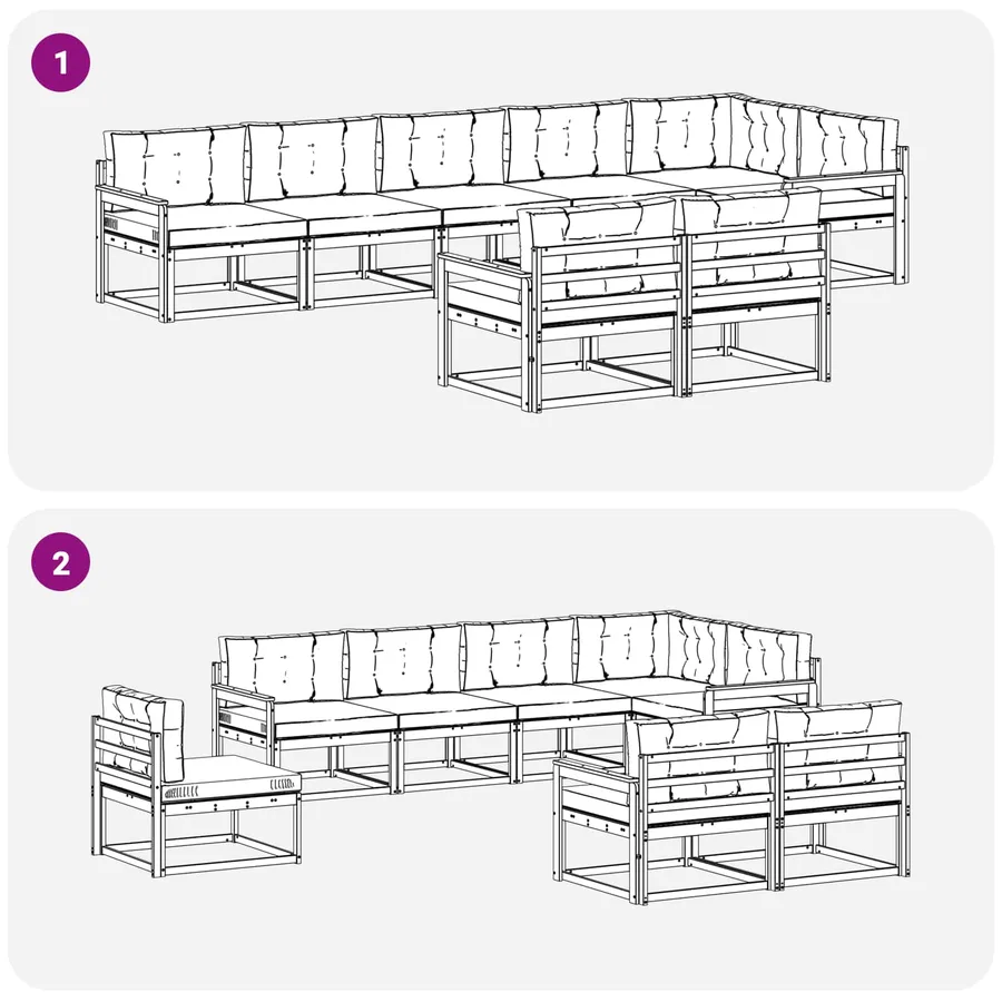 Ensemble de canapés d'extérieur 6 pc Blanc et Beige Polyester - 7