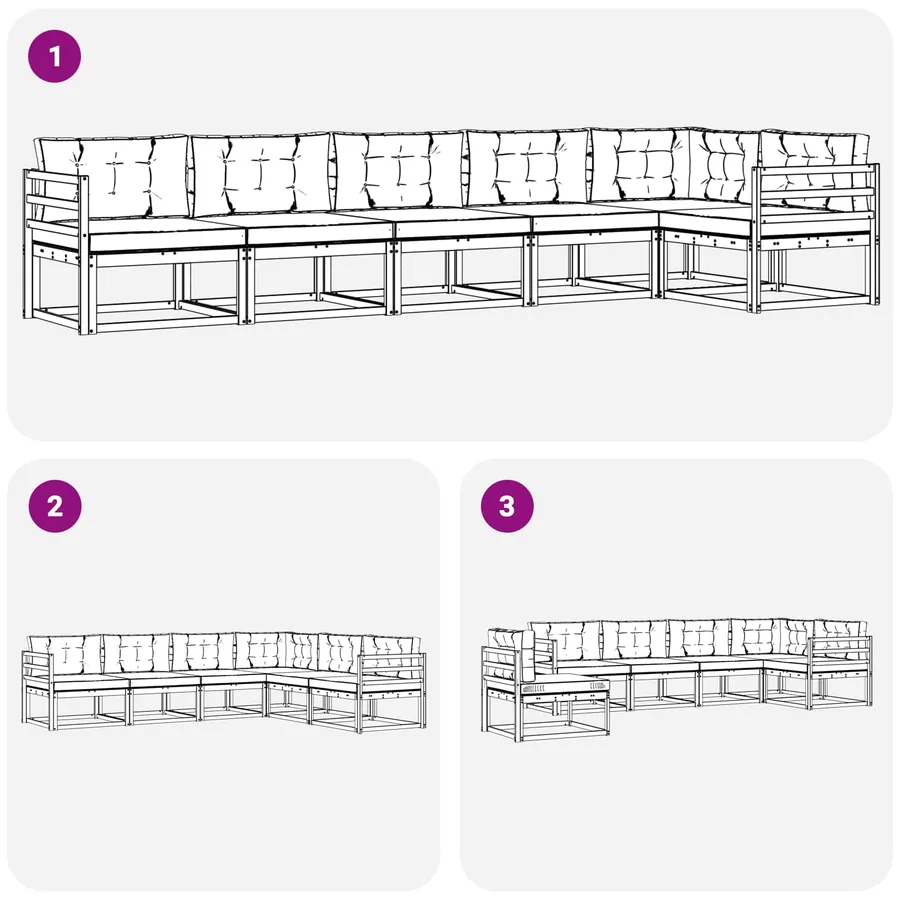 Ensemble de canapés d'extérieur 4 pcs Blanc et gris clair - 7