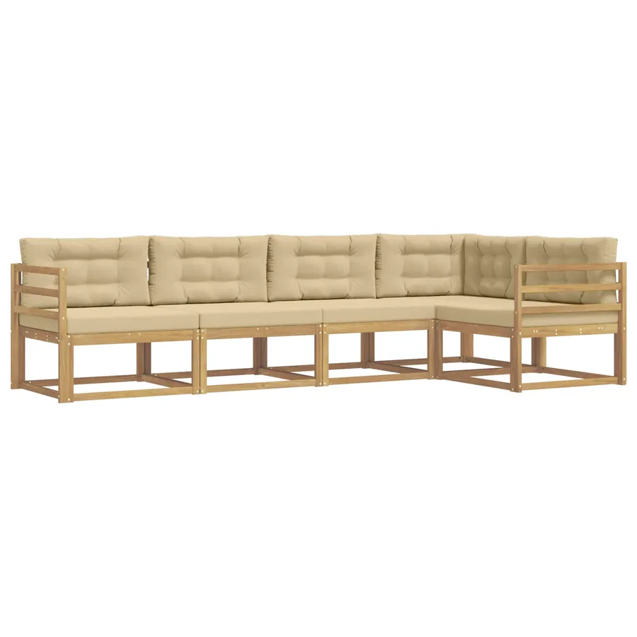 Ensemble de canapés d'extérieur 4 pcs Blanc et Beige Polyester - 2