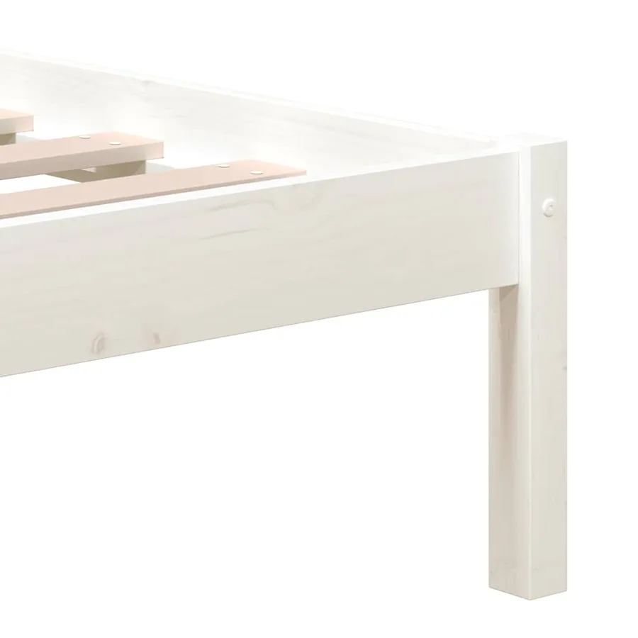 Cadre de lit sans matelas blanc bois de pin massif - 6