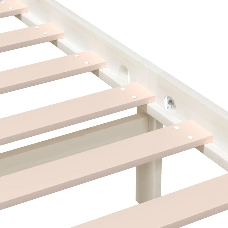 Cadre de lit sans matelas blanc bois de pin massif - 7
