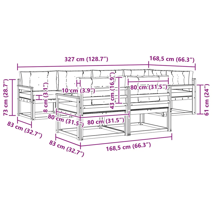 Ensemble de canapés d'extérieur 6 pcs Blanc et Beige Polyester - 7