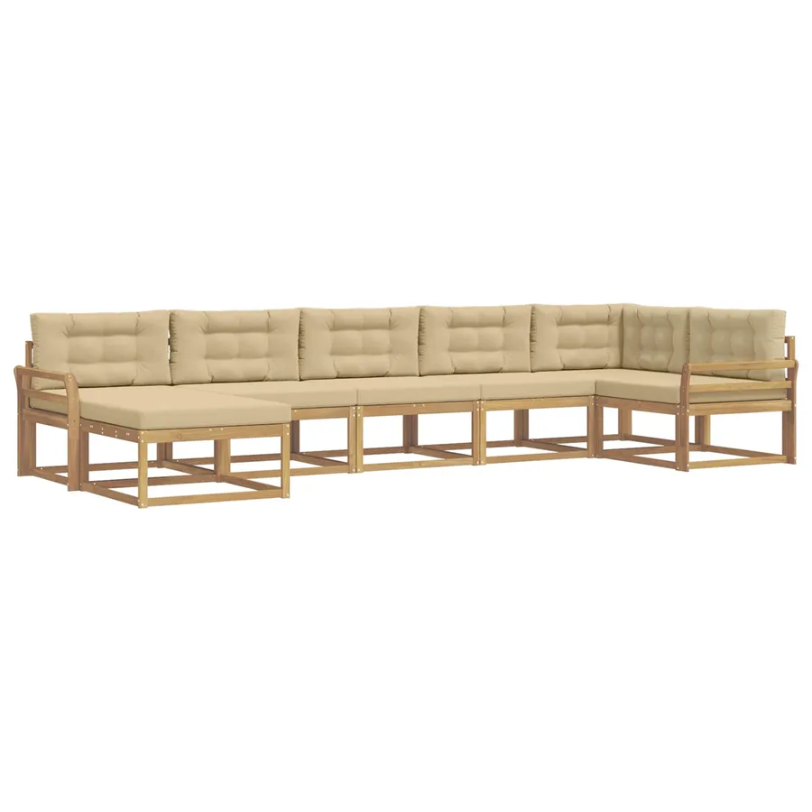 Ensemble de canapés d'extérieur 7 pcs Blanc et Beige - 2
