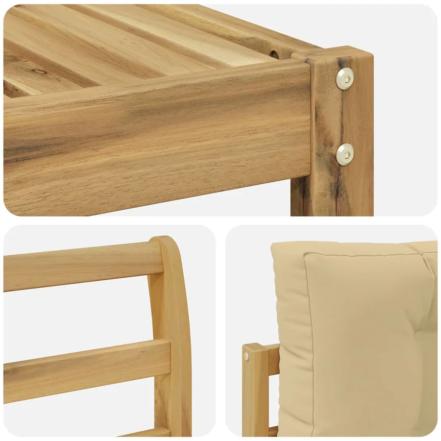 Ensemble de canapés d'extérieur 7 pcs Blanc et Beige - 6