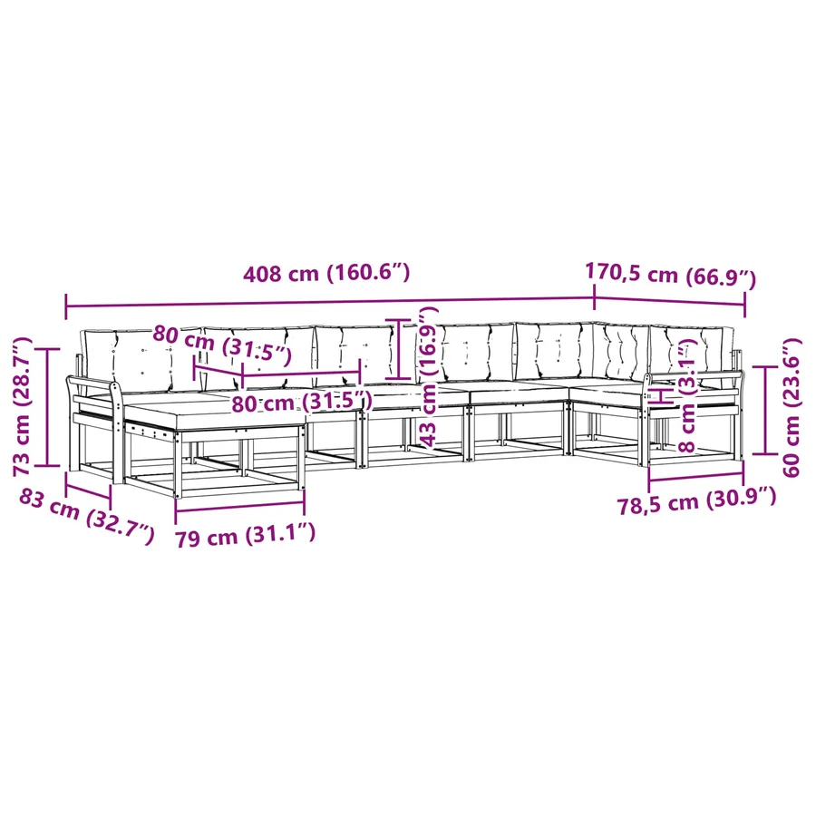 Ensemble de canapés d'extérieur 7 pcs Blanc et Beige - 8