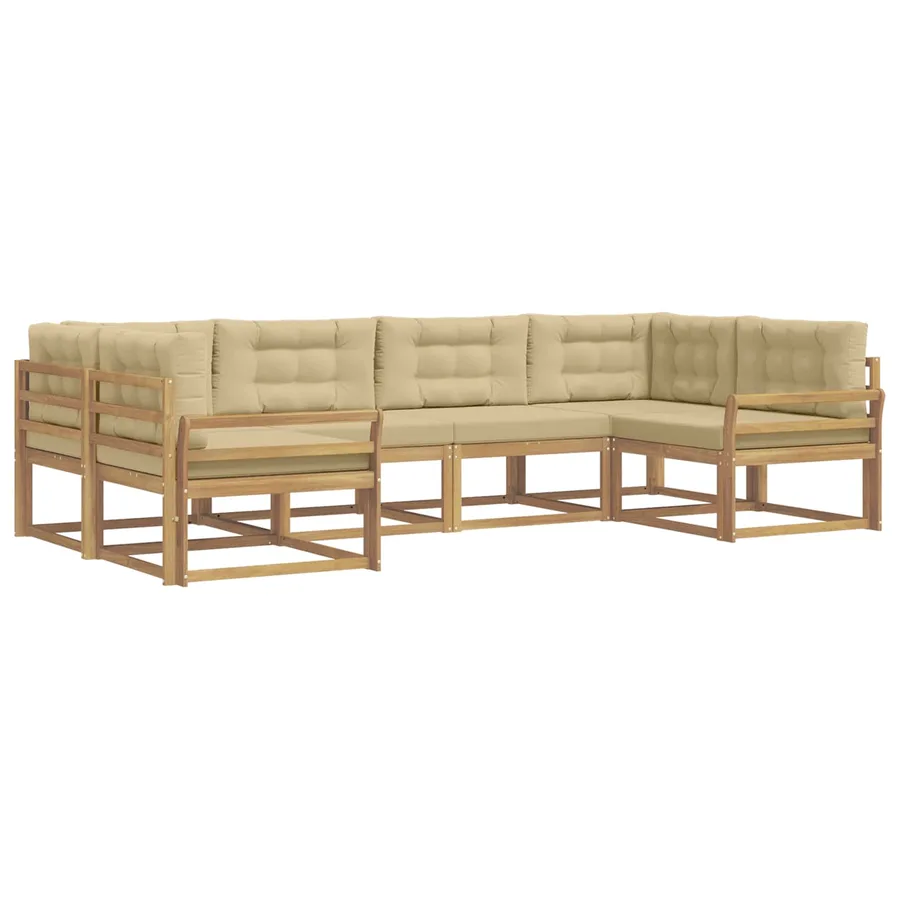 Ensemble de canapés d'extérieur 6 pcs Blanc et Beige - 2