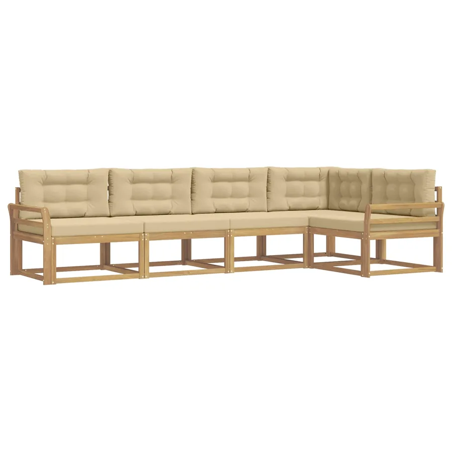 Ensemble de canapés d'extérieur 4 pcs Blanc et Beige Polyester - 2