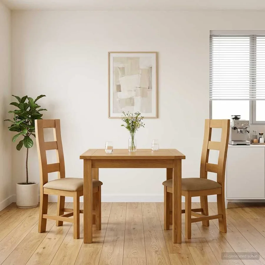 Chaise de salle à manger 2 pcs Bois de chêne massif Beige