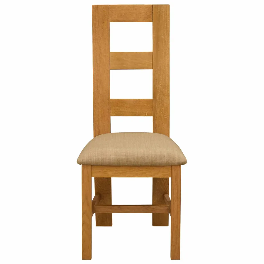 Chaise de salle à manger 2 pcs Bois de chêne massif Beige - 3