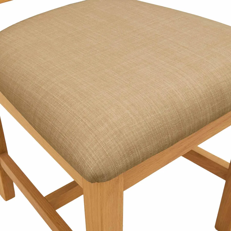 Chaise de salle à manger 2 pcs Bois de chêne massif Beige - 6