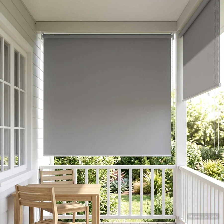 Store roulant extérieur protection UV Gris clair Polyester