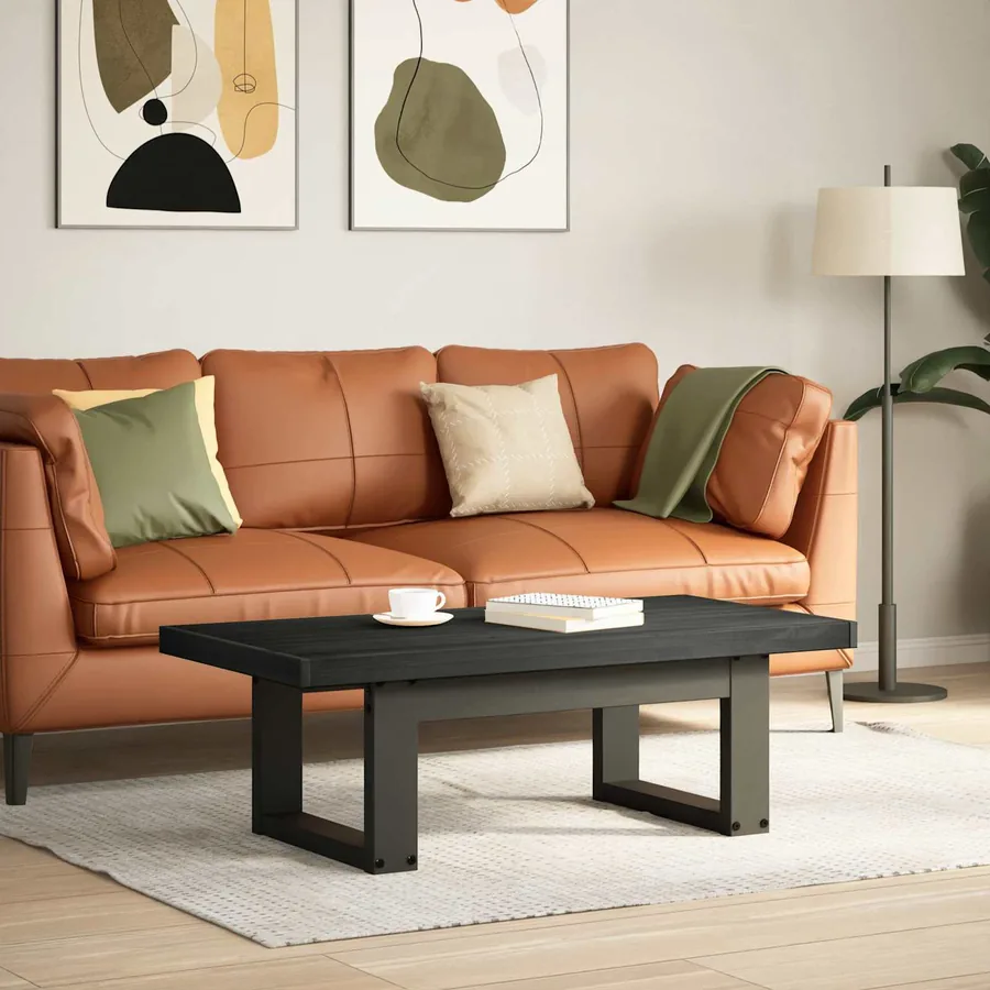 Table basse NOAIN Noir 119 x 60 x 40 cm Bois de pin massif