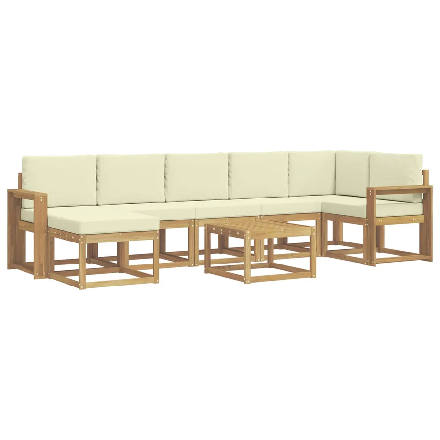 Ensemble de canapés d'extérieur 8 pcs Blanc et crème Polyester - 2