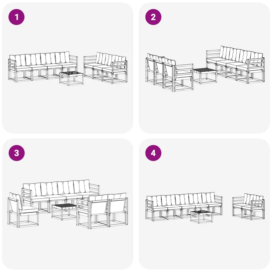 Ensemble de canapés d'extérieur 8 pcs Blanc et crème - 7