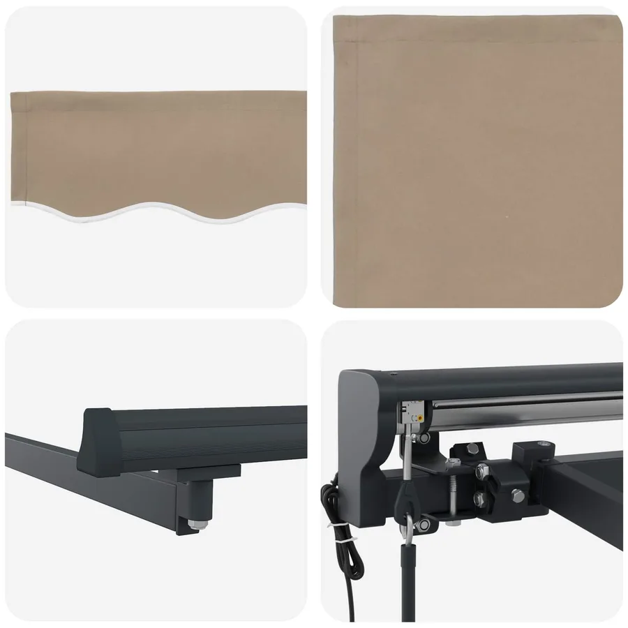 Auvent rétractable électrique Beige et Anthracite 5 × 3,5 m - 7