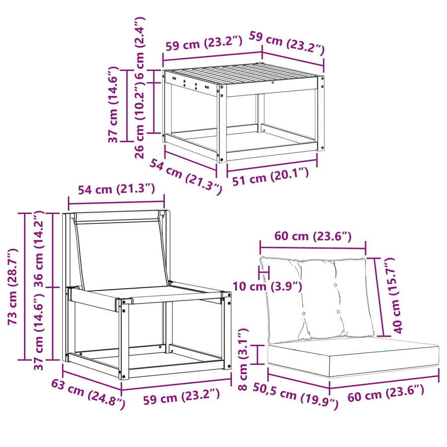 Ensemble de canapés d'extérieur avec coussin 7 pcs - 9