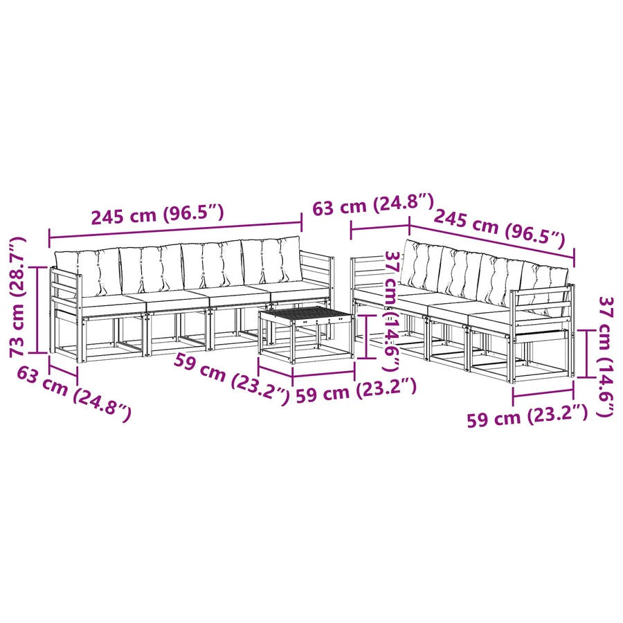 Ensemble de canapés d'extérieur 9 pcs Blanc et Beige - 8