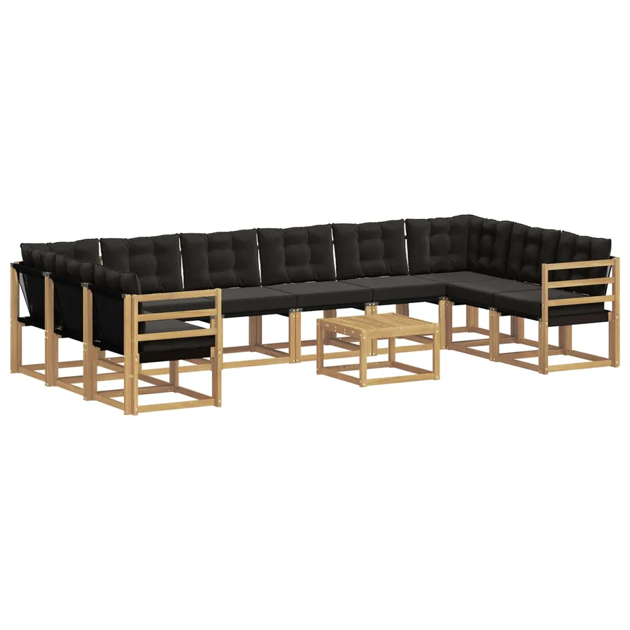 Ensemble de canapés d'extérieur 11 pcs Blanc et noir - 2