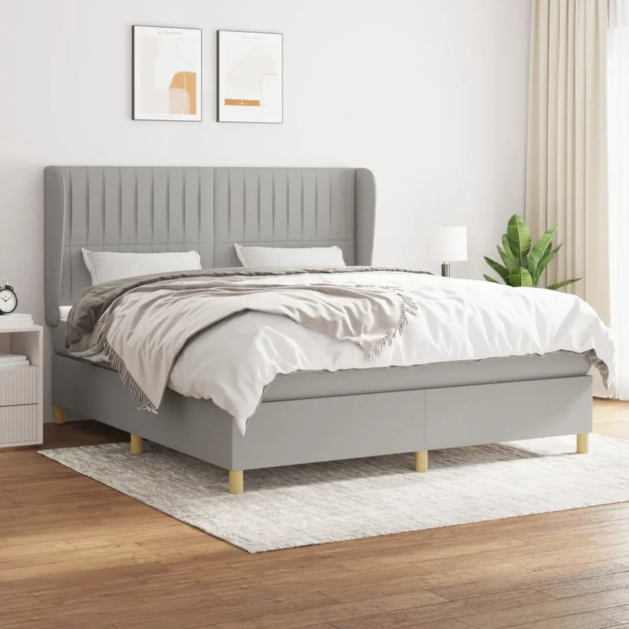 Sommier à lattes de lit avec matelas Gris clair 180x200cm Tissu