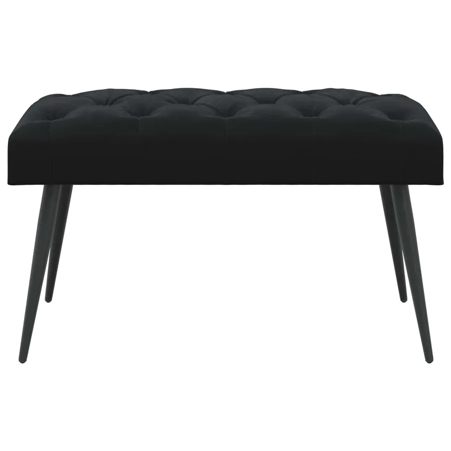 Banc avec capitonnage bouton Noir 80 x 40 x 46 cm Velours - 5