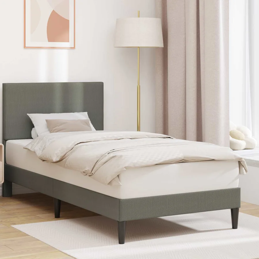Cadre de lit Gris clair 100 x 200 cm Tissu en velours côtelé