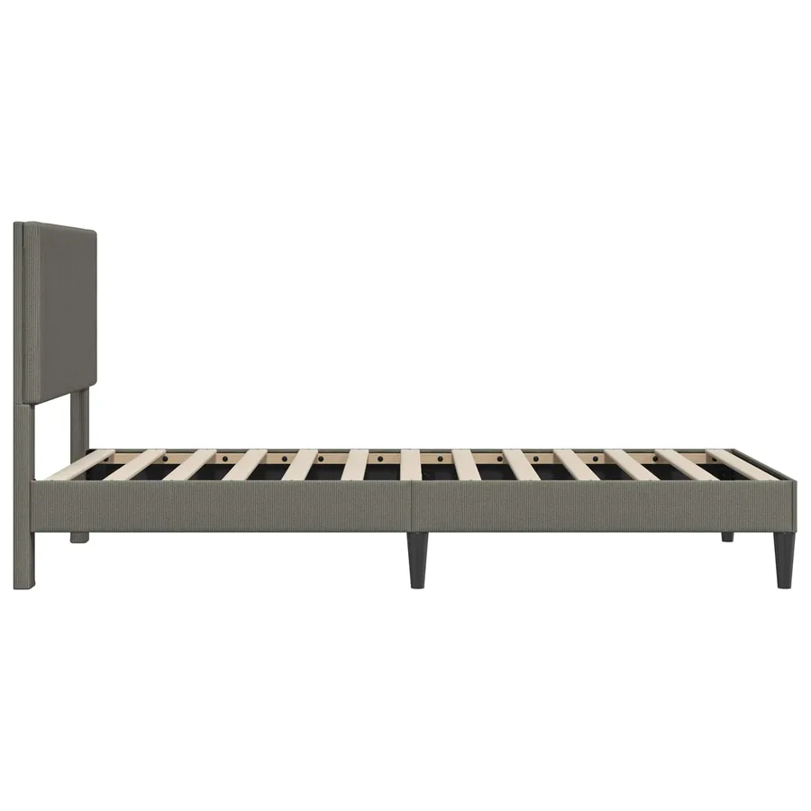 Cadre de lit Gris clair 100 x 200 cm Tissu en velours côtelé - 5