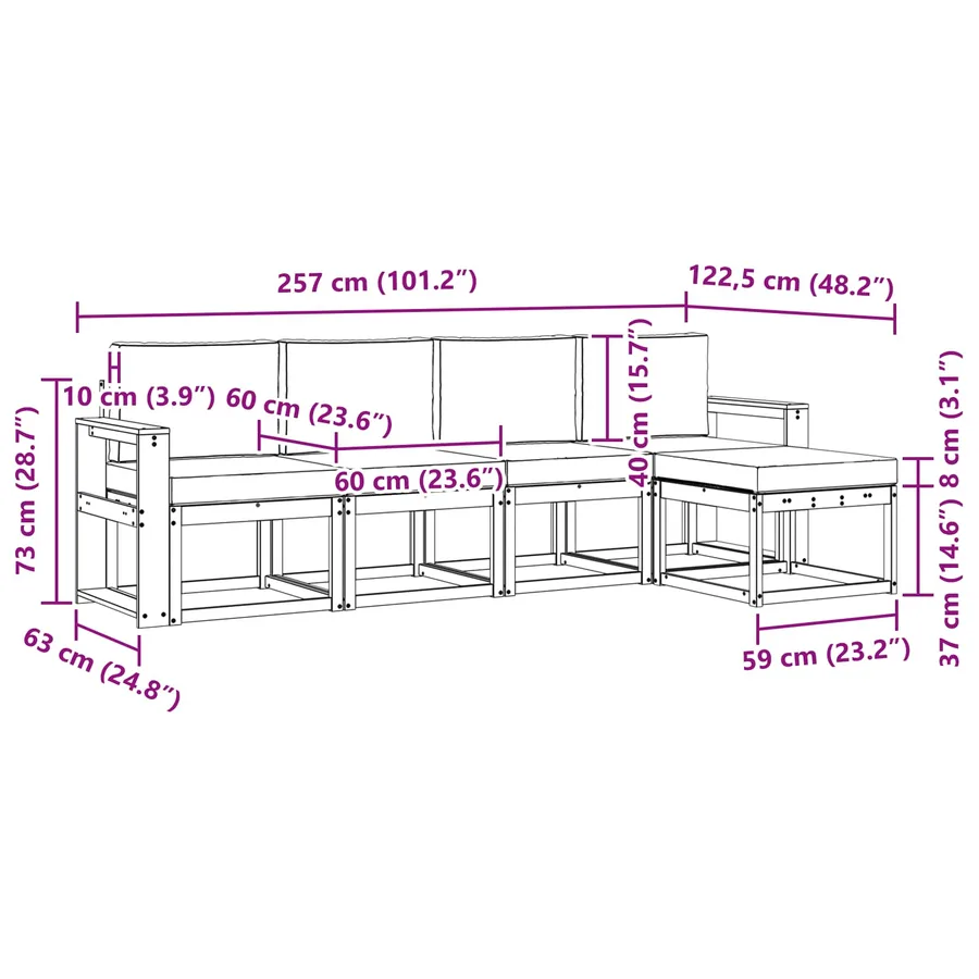 Ensemble de canapés d'extérieur 5 pcs Blanc et Beige - 6