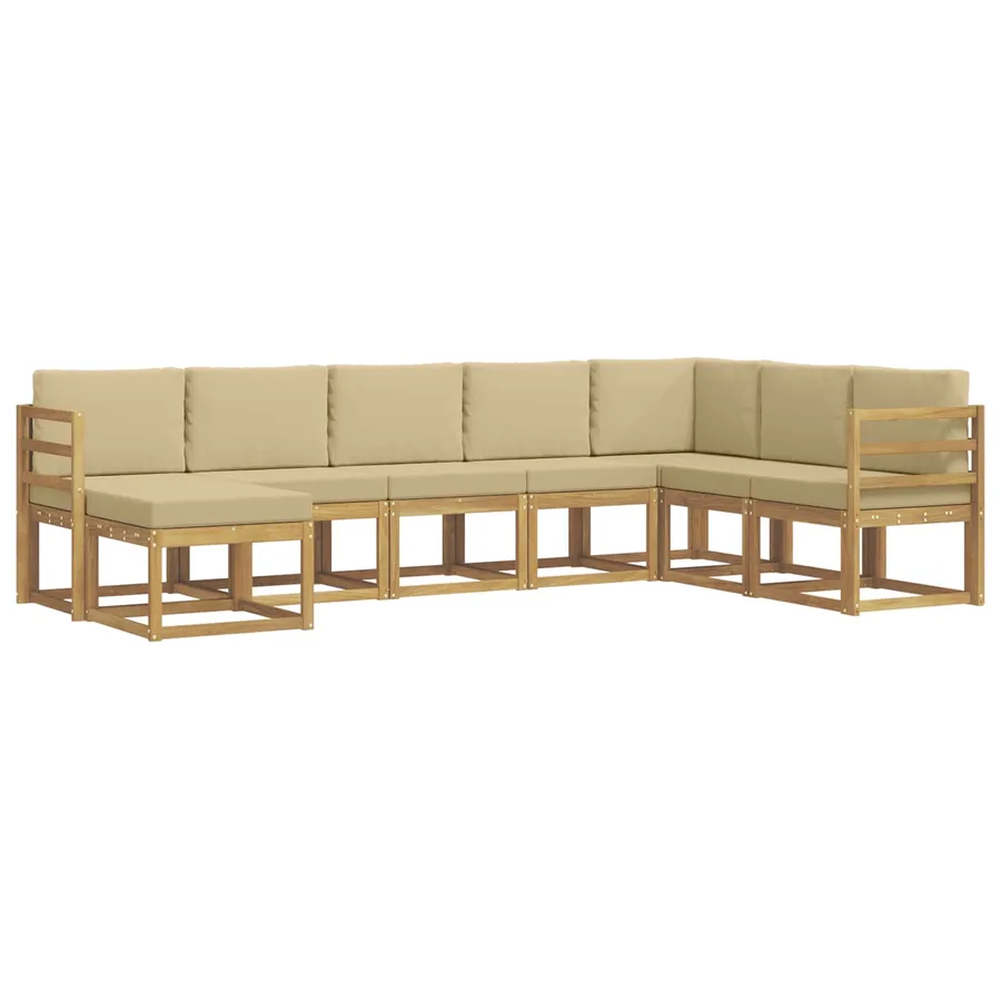 Ensemble de canapés d'extérieur 8 pcs Blanc et Beige - 2