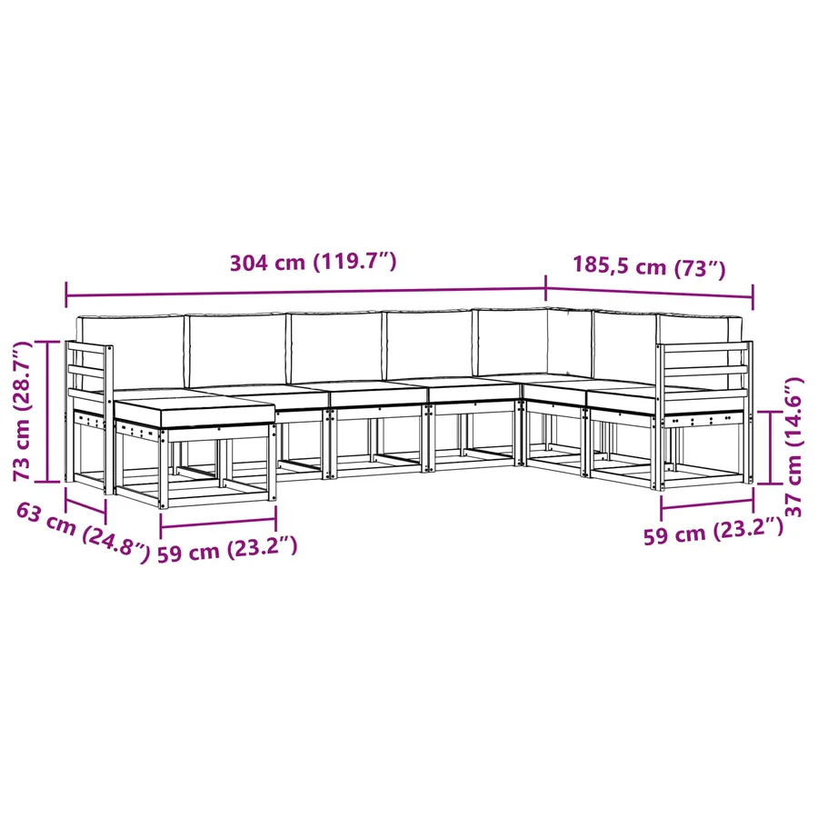 Ensemble de canapés d'extérieur 8 pcs Blanc et Beige - 7