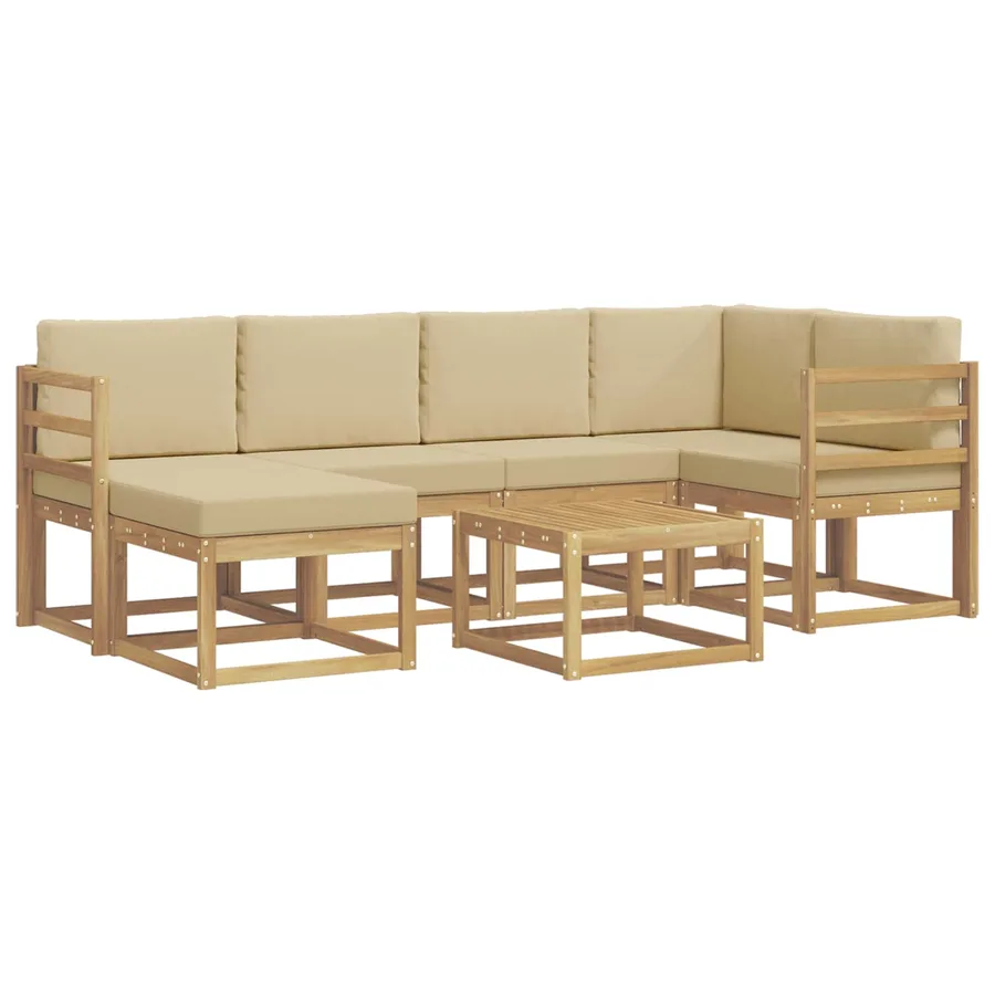 Ensemble de canapés d'extérieur 7 pcs Blanc et Beige - 2