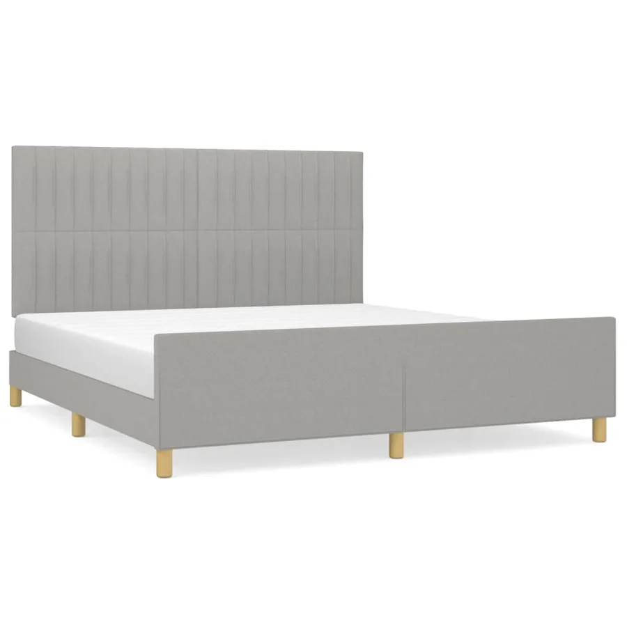 Cadre de lit sans matelas gris clair 180x200 cm tissu - 2