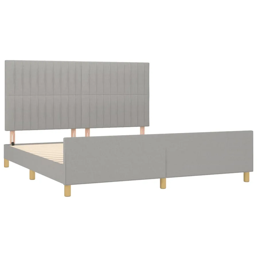 Cadre de lit sans matelas gris clair 180x200 cm tissu - 4
