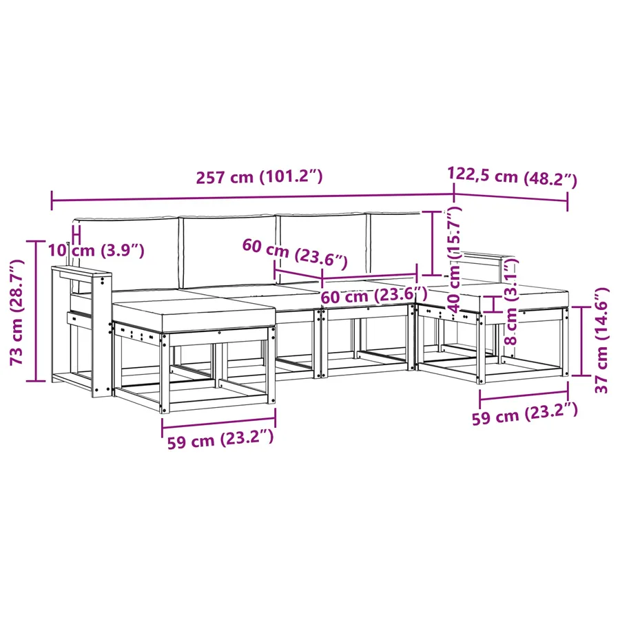Ensemble de canapés d'extérieur 6 pcs Blanc et anthracite - 6