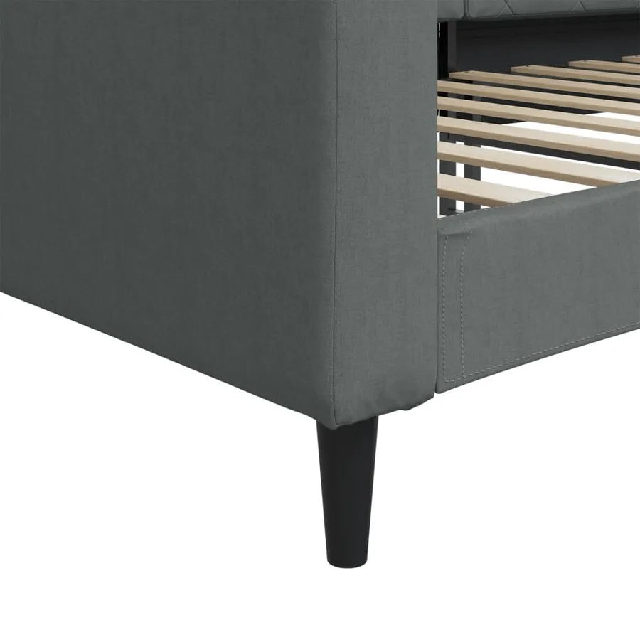 Lit de jour gris foncé 100x190 cm tissu - 6