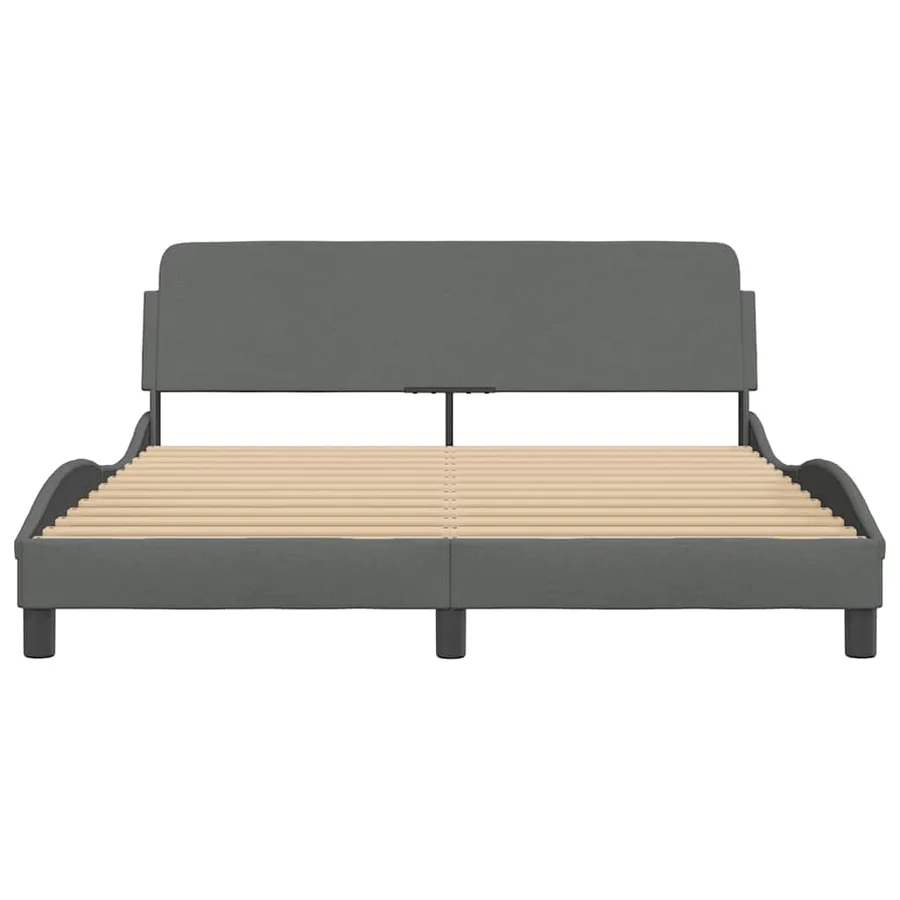 Cadre de lit Dover gris foncé 152x203 cm tissu - 4
