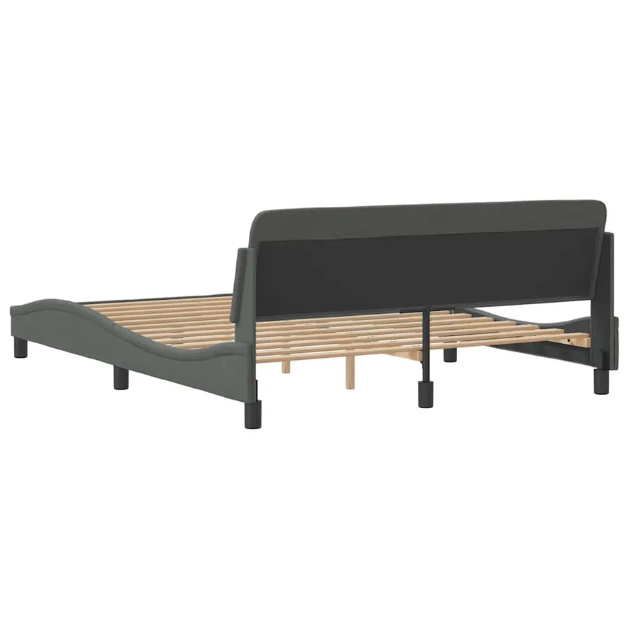 Cadre de lit Dover gris foncé 152x203 cm tissu - 6