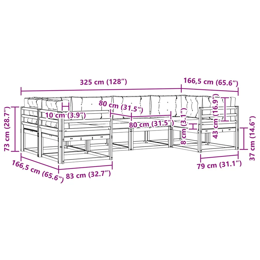 Ensemble de canapés d'extérieur 6 pcs Blanc et anthracite - 7