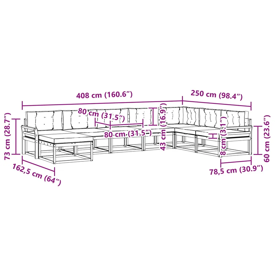 Ensemble de canapés d'extérieur 8 pcs Blanc et anthracite - 7