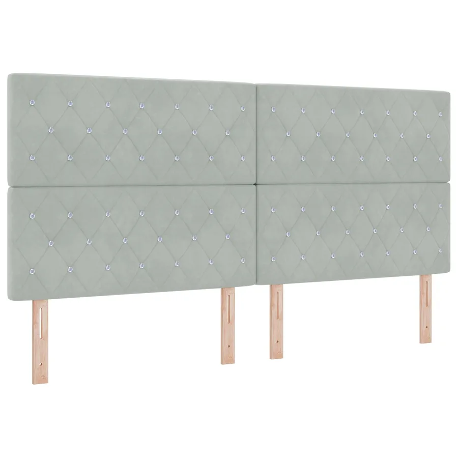 Lit ottoman avec matelas Gris clair 200 x 200 cm Velours - 3