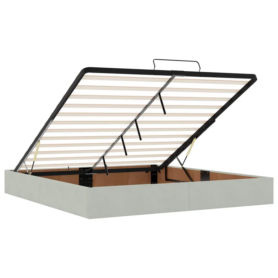 Lit ottoman avec matelas Gris clair 200 x 200 cm Velours - 4