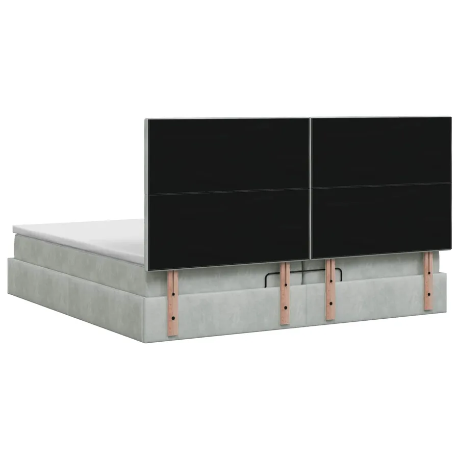 Lit ottoman avec matelas Gris clair 200 x 200 cm Velours - 8