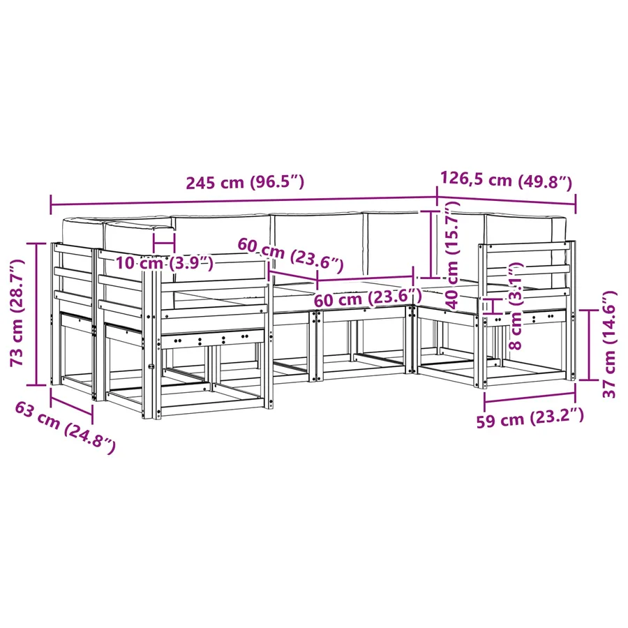 Ensemble de canapés d'extérieur 6 pcs Blanc et Beige - 7