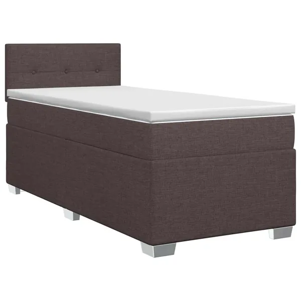Lit boxspring avec matelas Marron foncé 90 x 200 cm Tissu