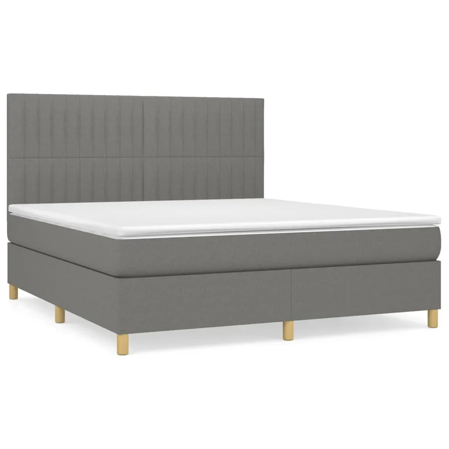 Sommier à lattes de lit avec matelas Gris foncé 180x200cm Tissu - 2