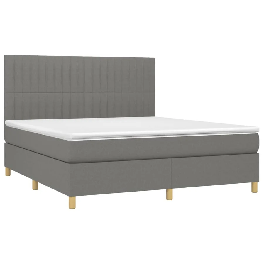 Sommier à lattes de lit avec matelas Gris foncé 180x200cm Tissu - 3